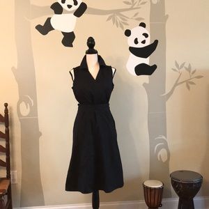 Ann Taylor faux wrap sleeveless black dress